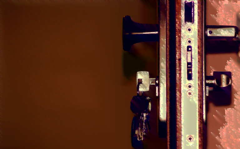 Sideview of a door lock.