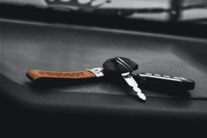 car keys on the dashboard